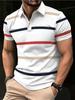 [Printed Design – Not Textured] Men'S Fashionable American Casual Color-Block Striped Polo Shirt, Summer Fashion Versatile Turn- Collar Short-Sleeve