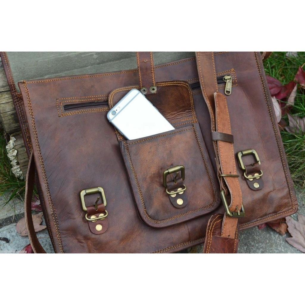 Bag Leather Laptop Messenger Vintage Men's Briefcase Genuine Shoulder