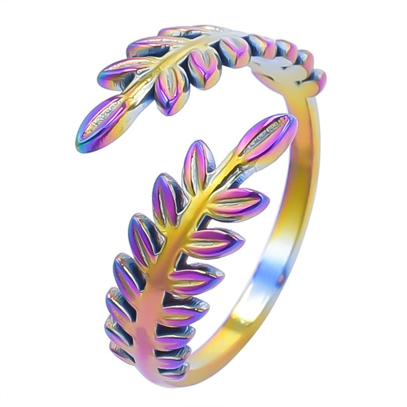 Rainbow Color Stainless Steel Rings For Women Men Accessories Punk Hollow Geometric Snake Ring Fashion Jewelry Adjustable Bague