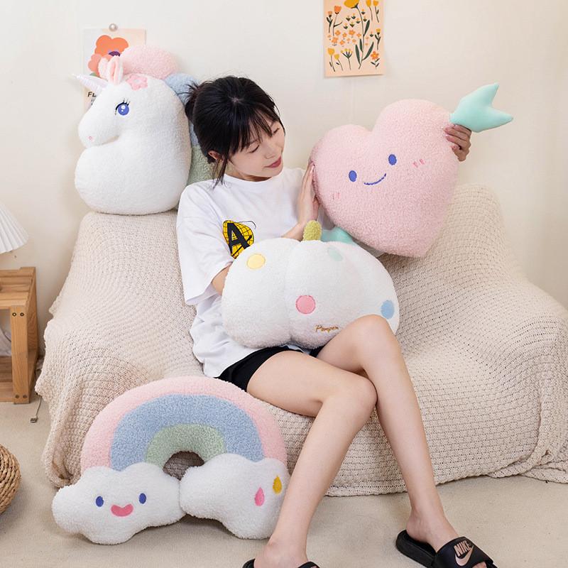Pumpkin Rainbow Unicorn Pillow Plush Toy Back Cushion Bedroom Decoration Gift