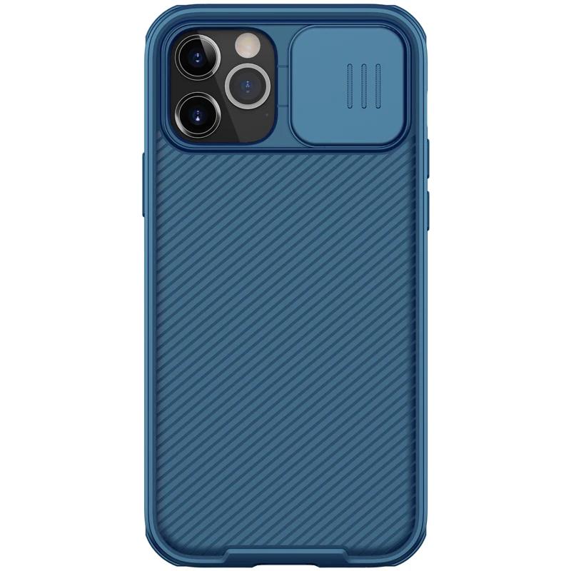 pro pouzdro na telefon Apple iPhone 14 13 12 Pro Max, NILLKIN kryt s posuvným chráničem objektivu pro iPhone 12 5G for iPhone 13 Pro modrá