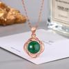 Ethnic Style Zircon & Green Agate Pendant Necklace with Yellow, Red, White Chalcedony for Women