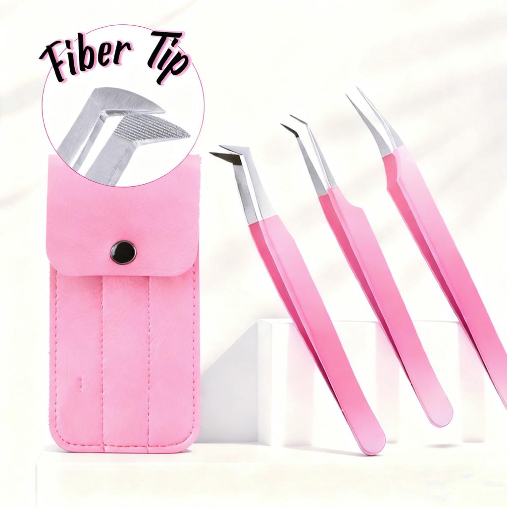 Professional Eyelash Tweezers Grip Eyelash Extension Tweezers 45 75 90 Degree Fiber Tip Easy Fanning Eyelash Tweezers