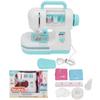 Simulation Sewing Machine Toy Blue Portable Mini Simulation Double Stitch Sewing Machine with Lower Thread for Above 3 Years Old