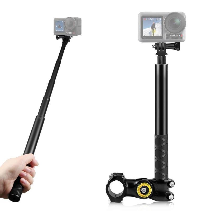 Motorcycle Handlebar Mount Invisible Adjustment Selfie Stick Bicycle Monopod Bracket for GoPro DJI Insta360 Camera Accessories