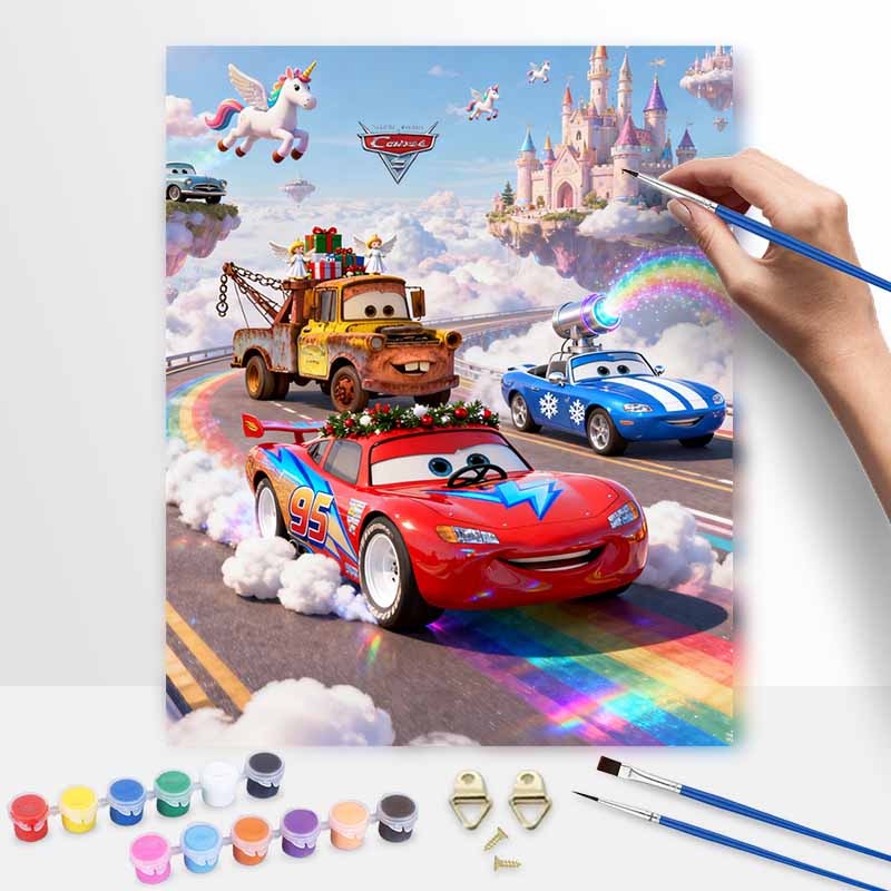Disney Oil Paint Digital Painting Art Kit Cars Rainbow Castle Fantasy FillIn Painting Home Decor 20x30cm