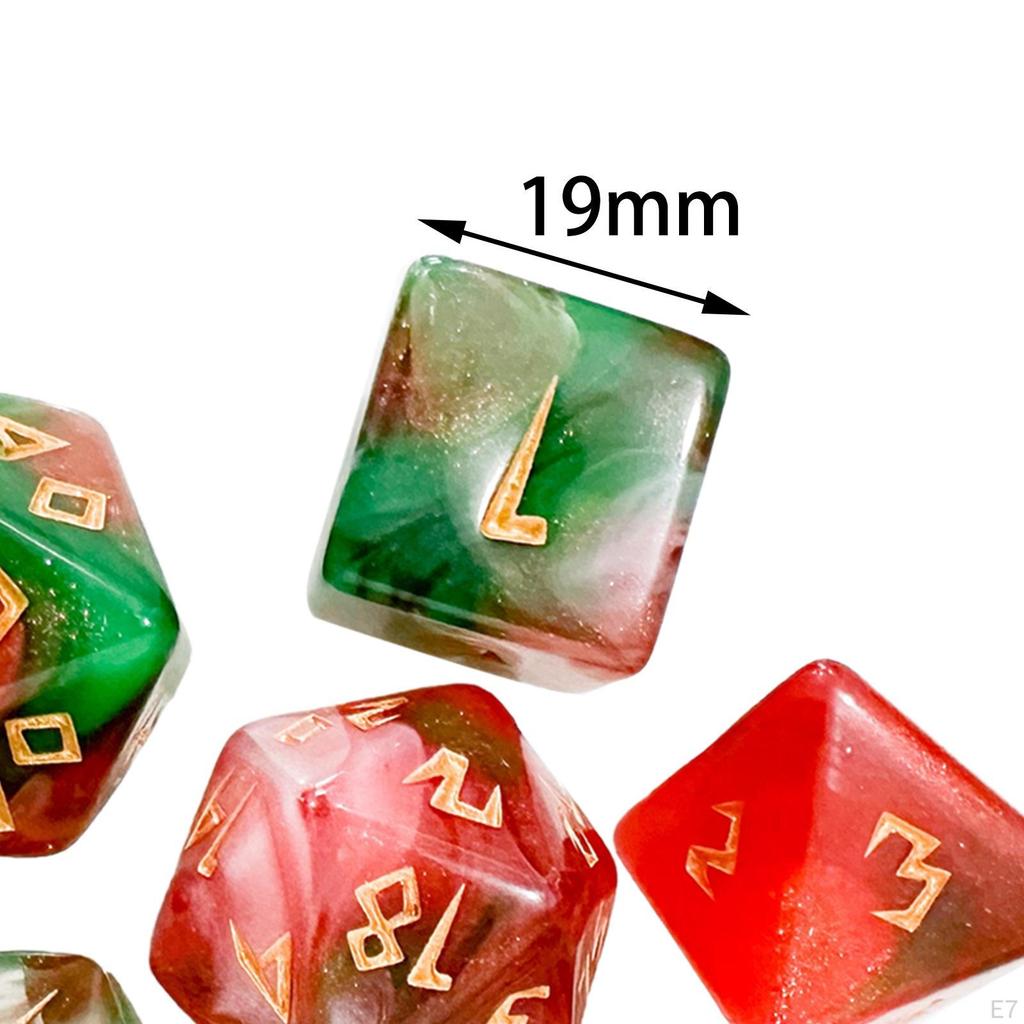 7 Pieces Polyhedral Dice D4 D6 D8 D10 D12 D20 Handmade Multisided for Entertainment Toy Gift