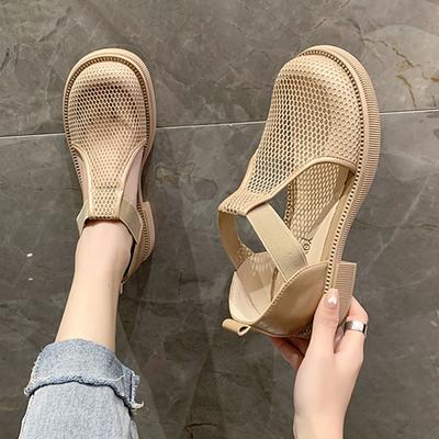 Fashion Women Mesh Hollowed Out Sandals 2024 Summer New Fashion Design Thick Sole Breathable Lightweight Anti-Slip Wear-resisting Shoes