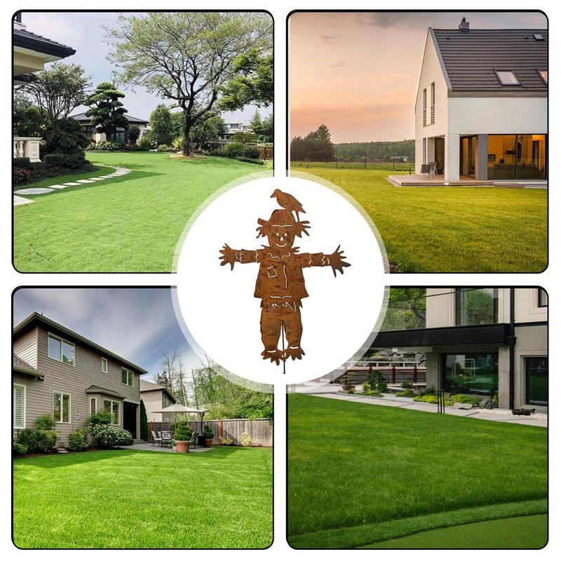 Vintage Rostiger Vogelscheuche Dekorationspfahl Rostiger Zaunaufsatz Statue Pfahl Metall Gartendekoration Schild für Zaunaufsatz Kunstdekoration