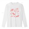 Casual Streetwear Line Art Red Seafood Lobster Shrimp Print T Shirt Vintage Washed Unisex Soft Fashion Stretched