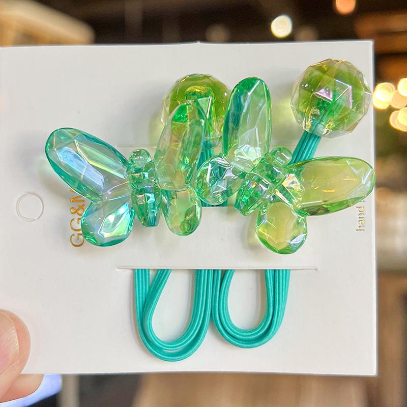 2PCS Lovely Cartoon Transparent Butterfly Girls Elastic Hair Bands Princess Hair Accessories Children Hair Ties Baby Headwear