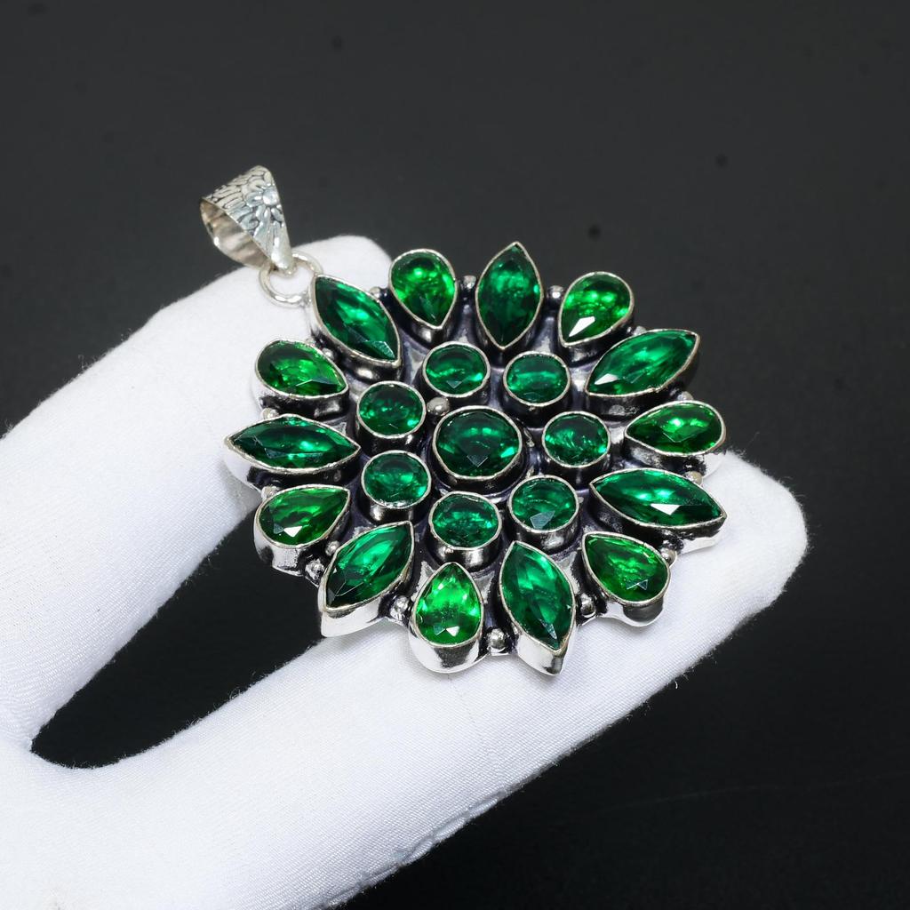 Schwarzer Spinell Edelstein Handgemacht 925 Sterling Silber Schmuck Anhänger Schwarzer Spinell Blumen Design Anhänger Schwarzer Spinell Schmuck für Geschenke