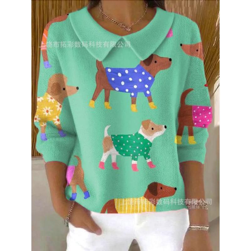 Womens Oversized Long Sleeve Crewneck Sweatshirt 2025 Fall Casual Pullover With 3D Print Acrylic Fabric