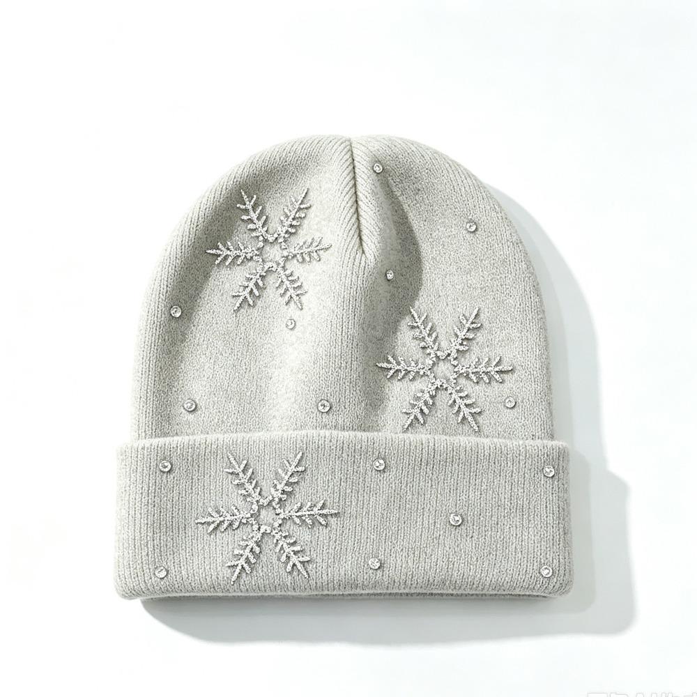 Rhinestone Children Knit Hat Knitted Fabric Snowflake Knitted Cap Kids Winter Wear