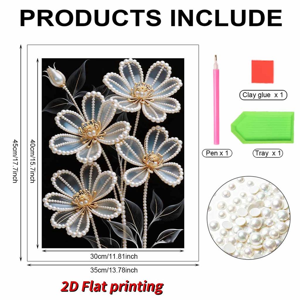 5D DIY Frameless Pearl Painting Daisy Pattern Painting Kit, Suitable for Home Living Room Bedroom and Other Wall Decoration Art Paintings