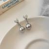 Fashion Grey Pearl Heart-Shaped Tassel Earrings for Women Girl Korea Style Simplicity Dangle Earrings Daily Commute Jewelry Gift