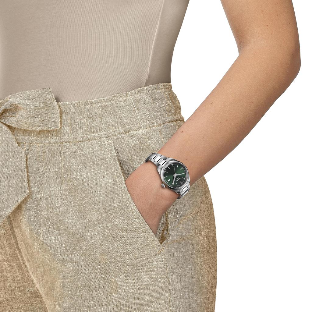 Montre pour femme Tissot PR 100 avec bracelet et cadran vert (Importation Officielle) T1502101109100