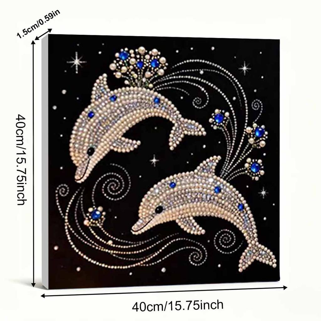 Dolphin Full 5D DIY Pearl Gem Art Diamond Painting Kits for Adults/Beginners Gift Idea Home Decor 15.7x15.7in