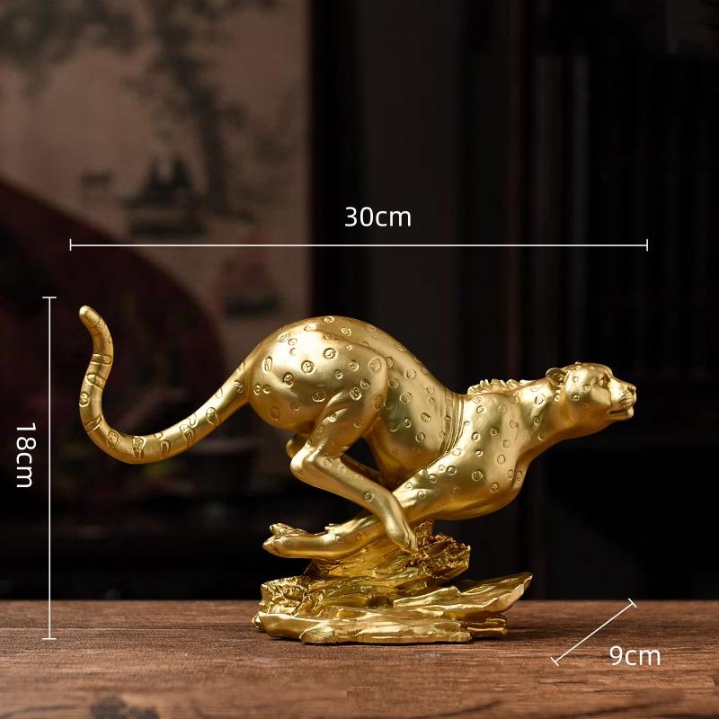 Artigianato in Resina Sculture di Animali Simulate Leopardo Dorato Ghepardo Leopardo Giaguaro Figurine da Corsa Accessori per la Decorazione della Casa