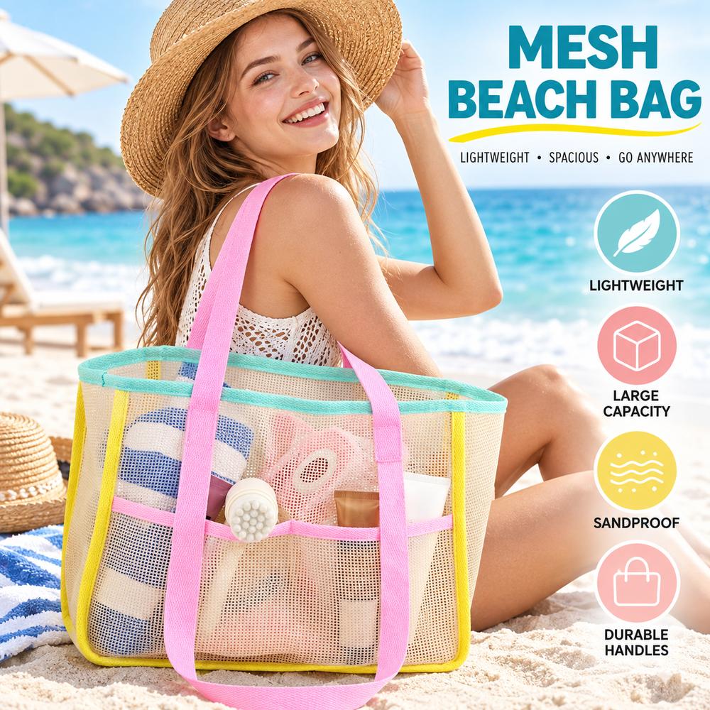 Foldable Shoulder Bag Mesh Storage Bag Durable Grocery Mesh Tote For Women
