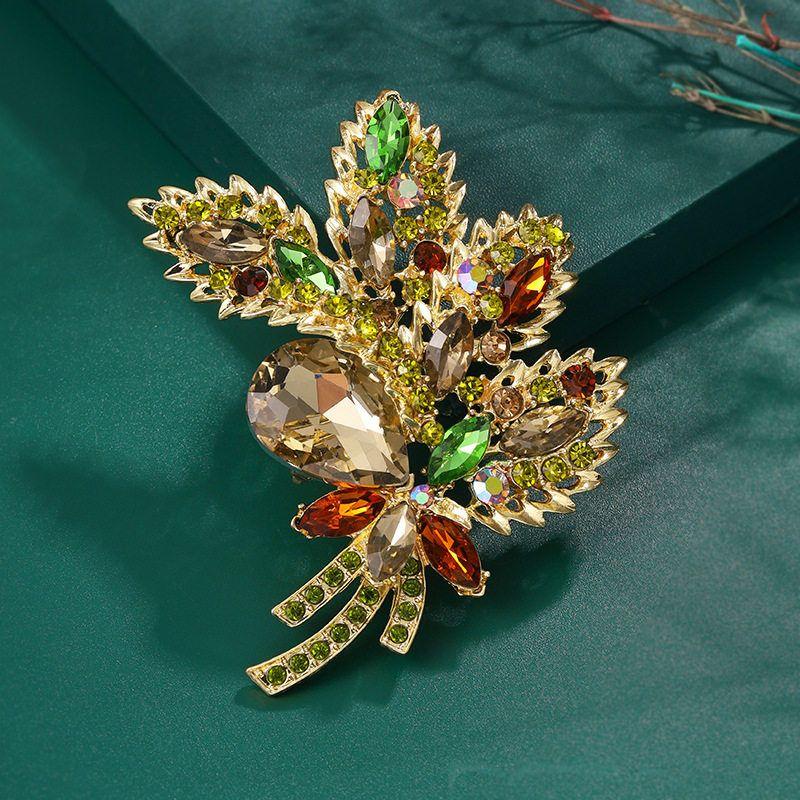 Diamond-Encrusted European and American-Style Exaggerated Flower Cardigan Women's Large Brooch