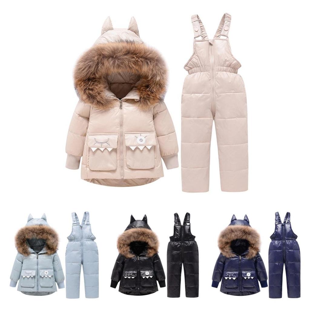 Children Clothing Set Hooded Parka Boy Baby Overalls Toddler Girl Clothes Winter Warm Down Jacket Kids Dinosaur Coat Snowsuit 1 2 3 4 5 Years