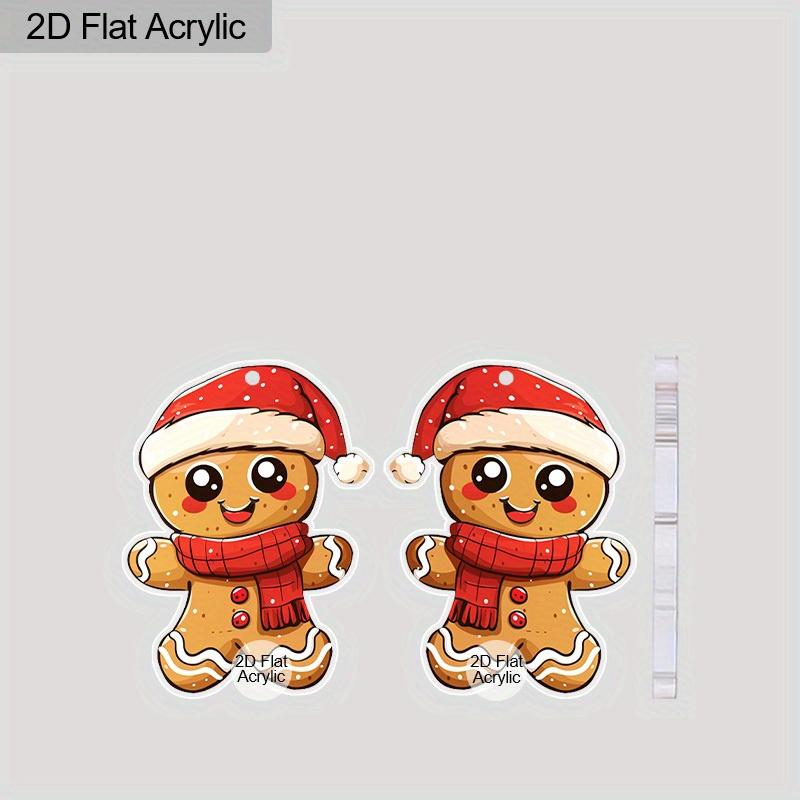 2D Flat Acrylic Cute Christmas Gingerbread Man Dangle Hook Earrings Jewelry Gifts for Women Holiday Party Decorations Charms