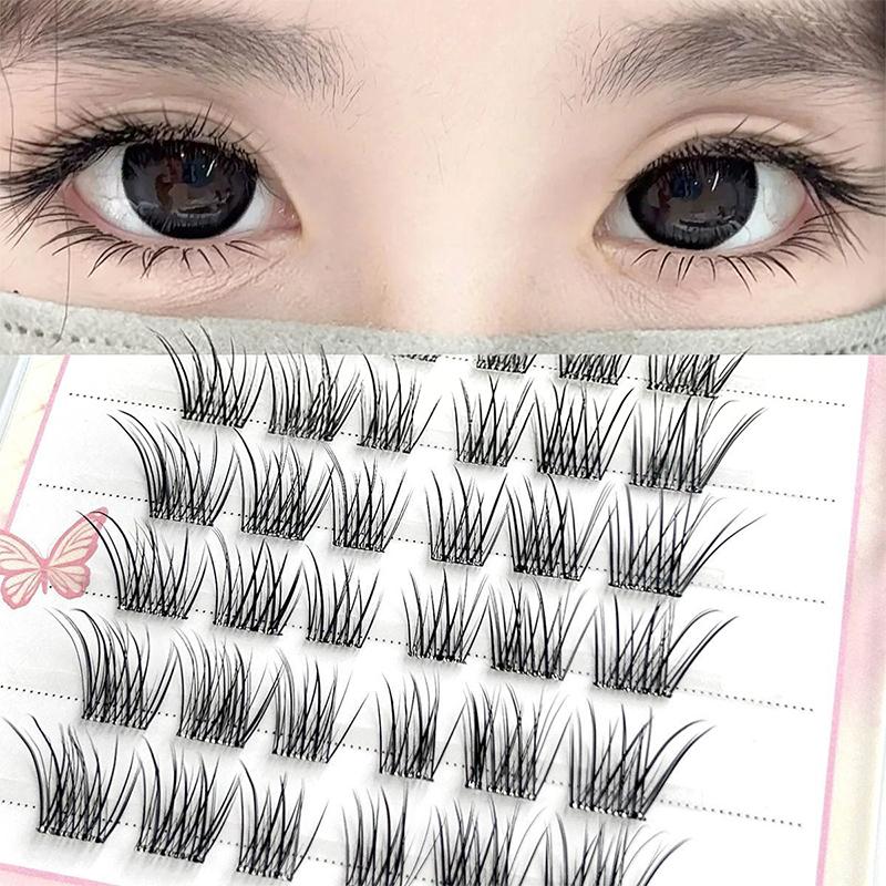Natural And Realistic Large-Capacity Glue-Free False Eyelashes Curled In Sections Long-Lasting And Durable