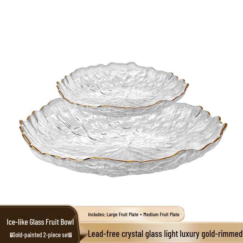 Jingyuheng Luxury Gold Trim Glass Fruit Plate Set
