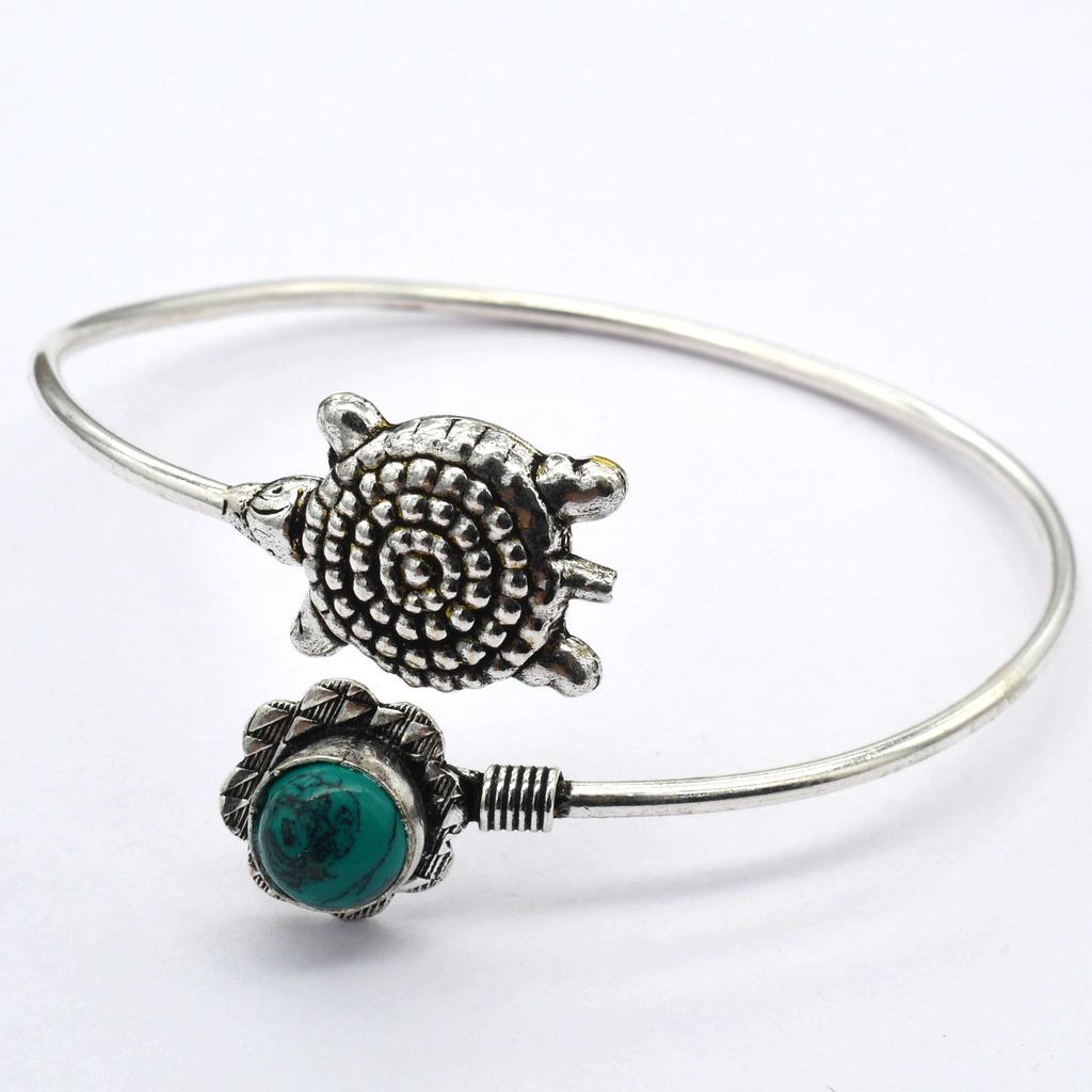 Turquoise Gemstone Ethnic Handmade Adjustable Bangle Jewelry 8 Gms BN 53
