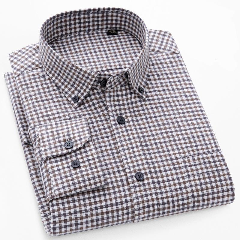 5XL Men Shirt Long Sleeve Slim Fit Cotton Oxford  Classic Stripes Shirt Men Long Sleeve Plaid Shirts Casual Business Soft Cozy