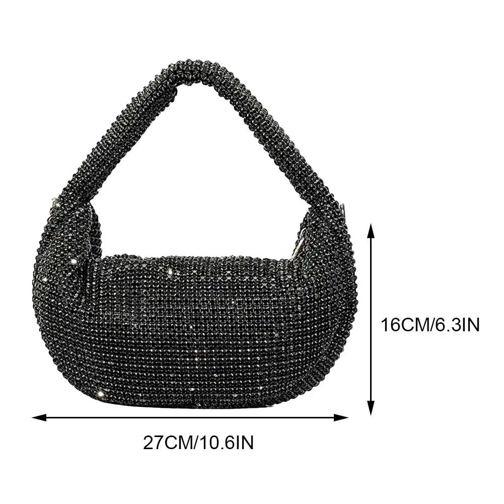 Umhängetasche für Damen mit Diamanten, schicke Glitzer-Schultertasche, elegante, modische Tragetasche, Reißverschluss, vielseitiger Riemen, verstellbarer Abendhandtasche