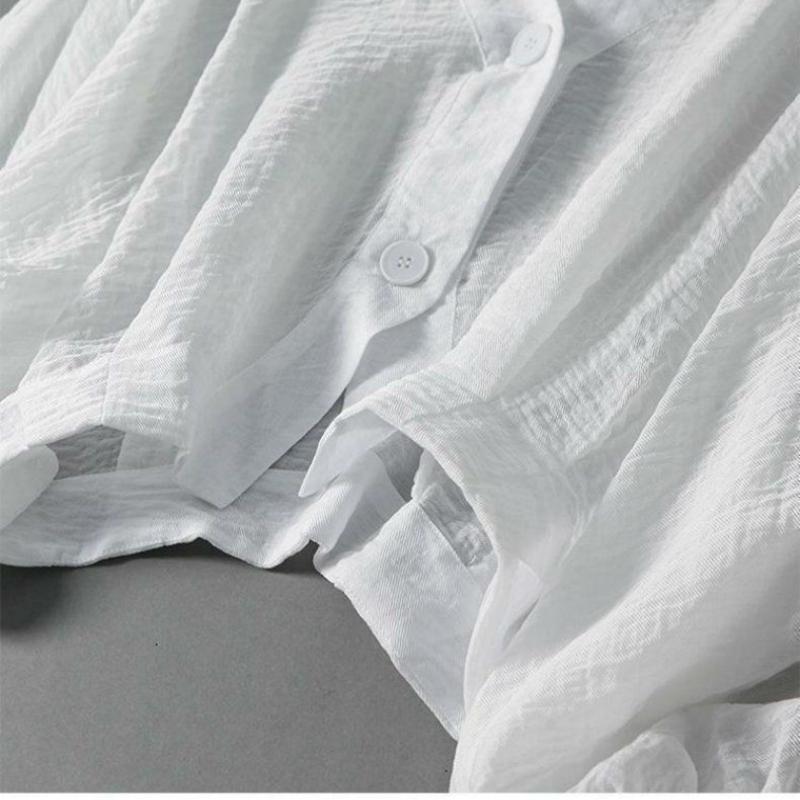 Women's Summer Loose Light Short Jacket Solid Colour Simple Leisure Age Reduction Long-sleeved Sun Shirt