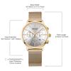 Megir Women's Chronograph Luminous Hands Date Indicator Quartz Wrist Watches Lady Rose Gold M2011L-1