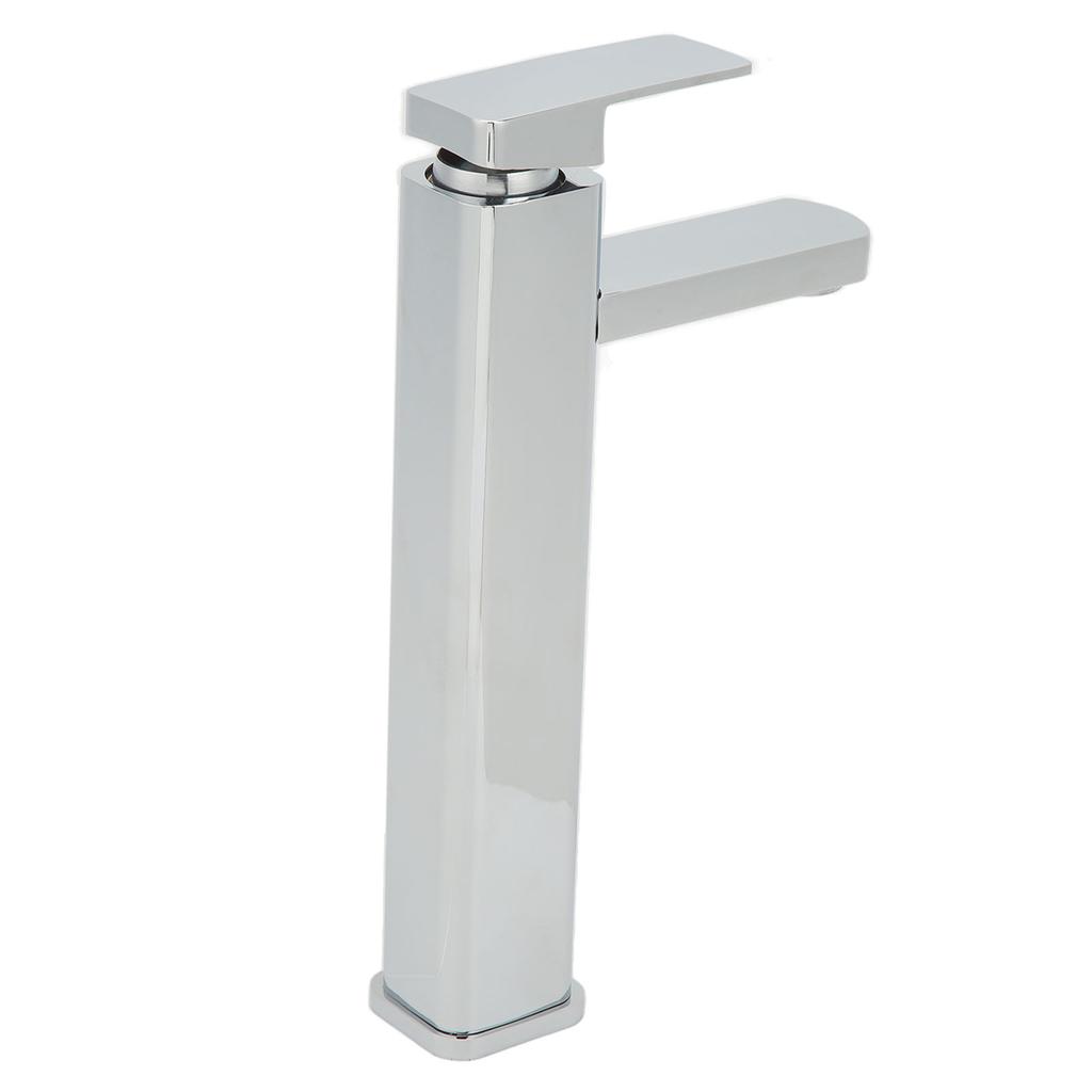 Basin Faucet Bathroom Face Wash Square Hot Cold Stainless Steel Chrome Plated Single Hole