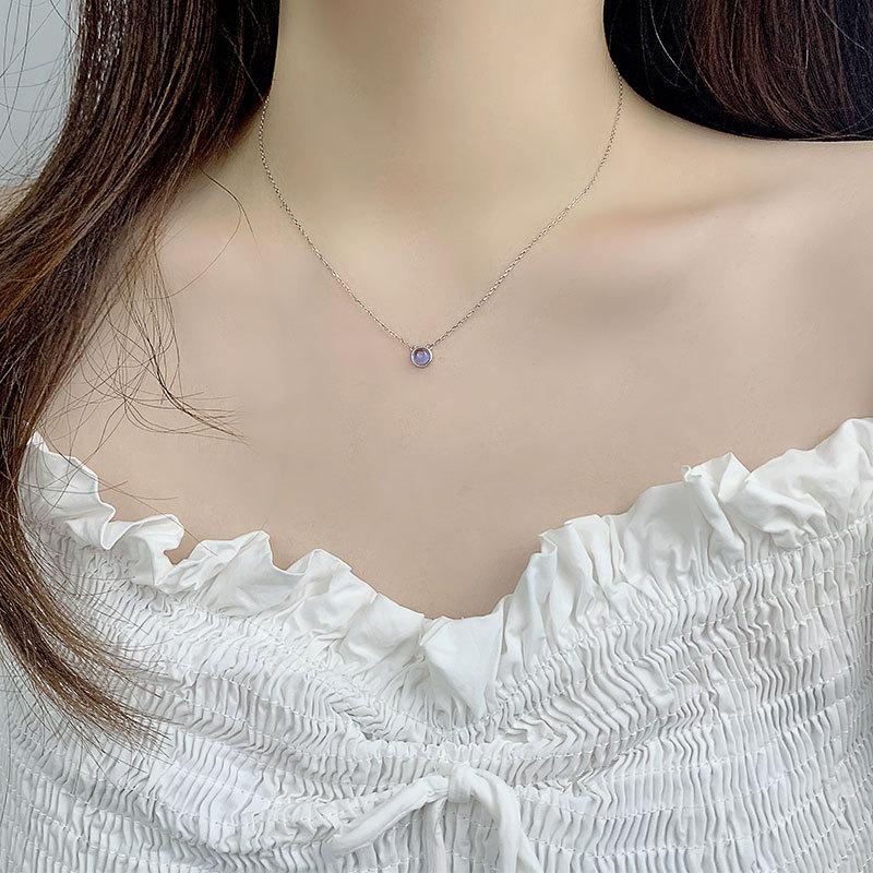 Blau Runde Halskette Verträumtes Süßes Mädchen Nischendesign Vielseitige Schlüsselbeinkette Frauen Trendig