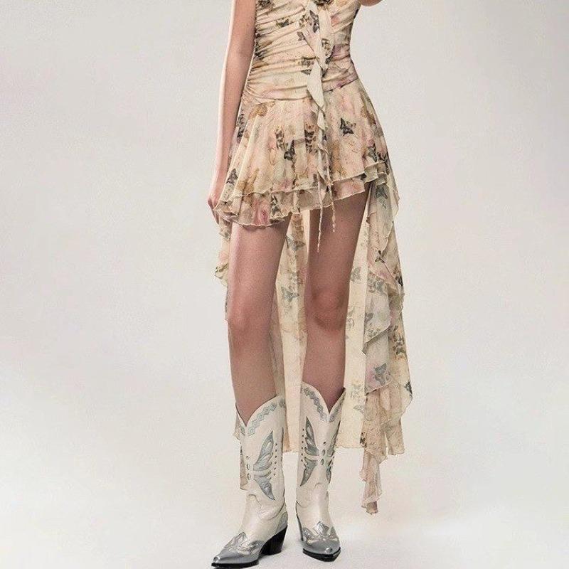 Fashion 2025 European and American New Block Heel Pointed Toe Embroidered No Knee High Heel Fashion Boots for Women