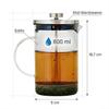 Piston Infuser 800 Ml Silver Glass Jug For Coffee And Tea Ø9 Cm