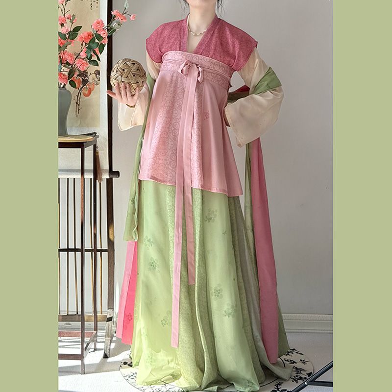 Restore Chinese Tang Dynasty Style Hanfu For Women Tang  Beizi One Piece Skirt Daily Dopamine Suit