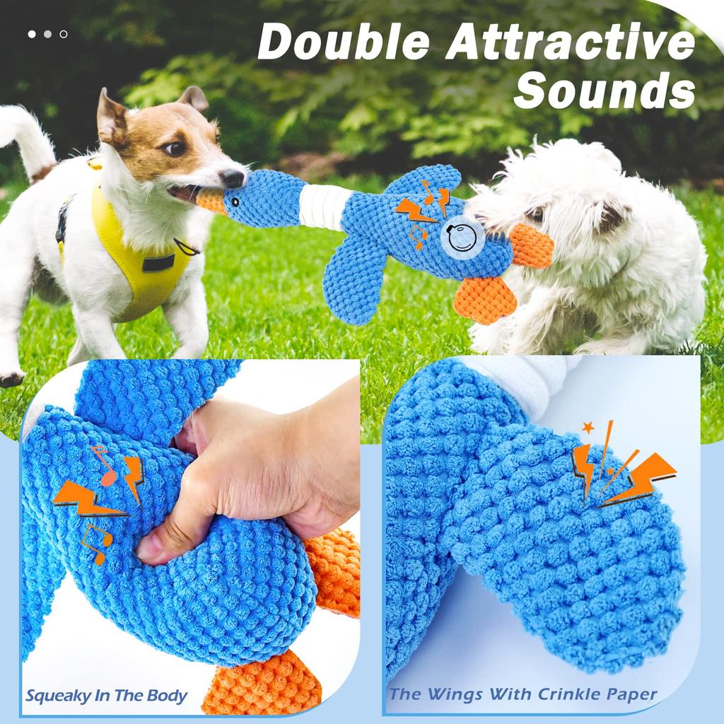 Vitscan Upgraded Goose Dog Toy for Aggressive and Large Crinkle Dog Plush Dog Puppy Chew Teething Duck Interactive Dog Puppy Toy Non-Breakable