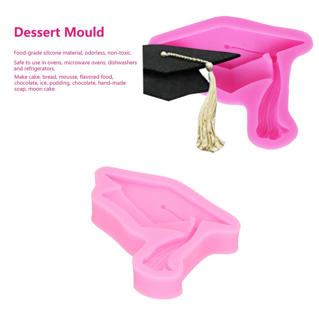 Graduation Hat Shaped Silicone Mold Baking Mold for Fondant Chocolate Cake DecorationPink
