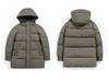 Men's Luxury Goose Down Mid-Length Hooded Winter Jacket, Plus Size, Thick & Warm Outerwear, 2025 New Arrival