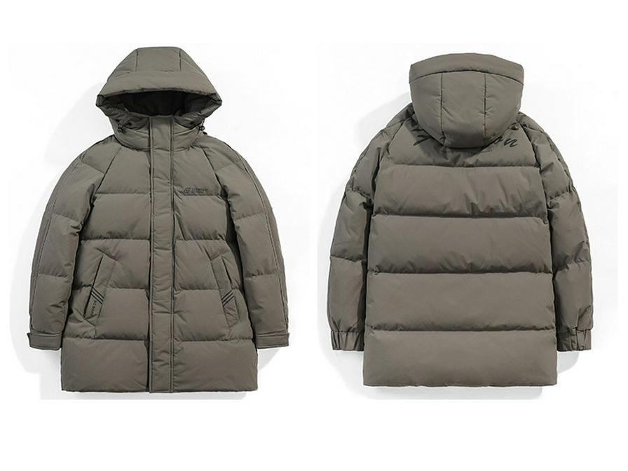 Men's Luxury Goose Down Mid-Length Hooded Winter Jacket, Plus Size, Thick & Warm Outerwear, 2025 New Arrival