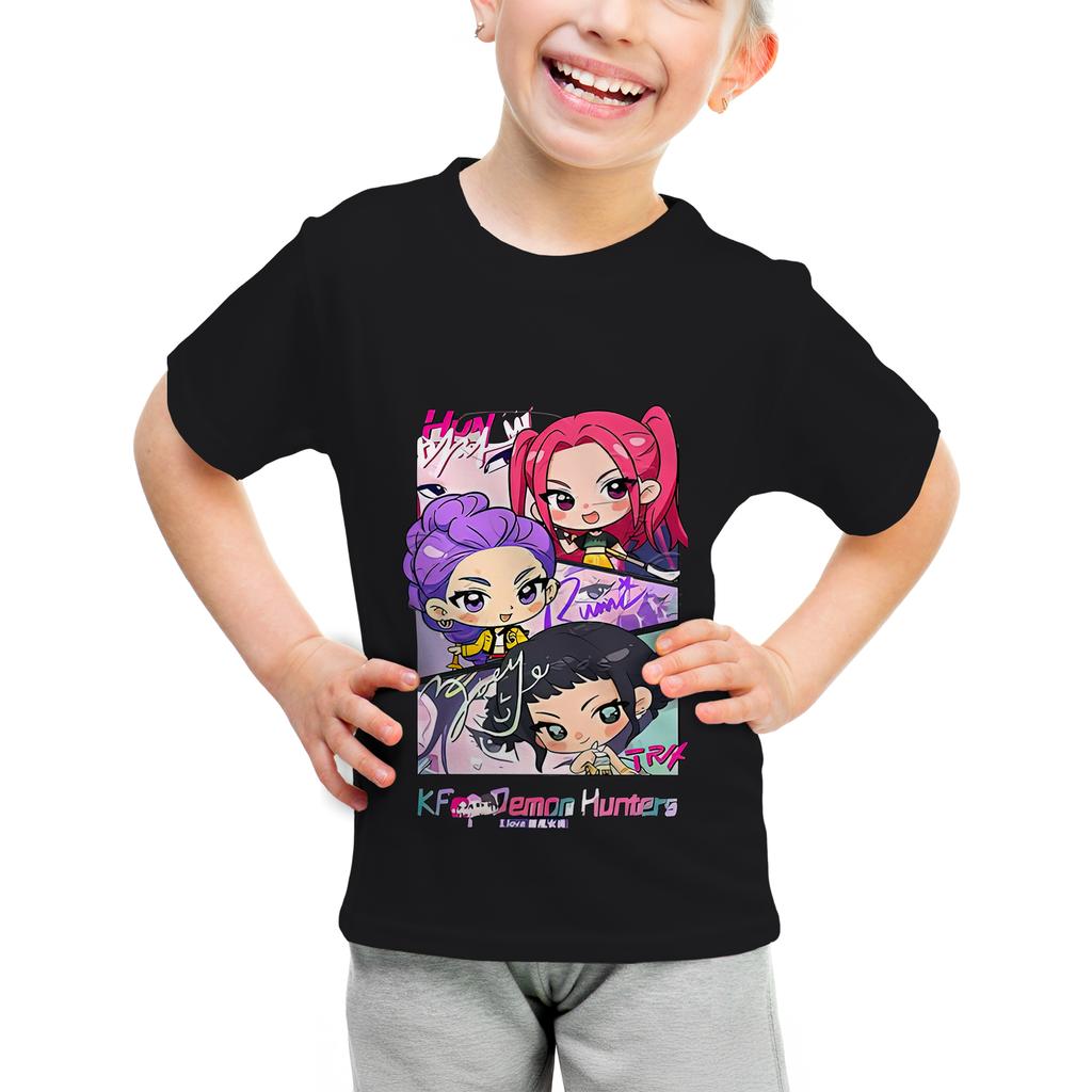 Dämonenjäger Saja Jungen Kinder T-Shirts Baby Mädchen Junge Cartoon Kurzarm Oberteile Anime Fans T-Shirt Kinderkleidung