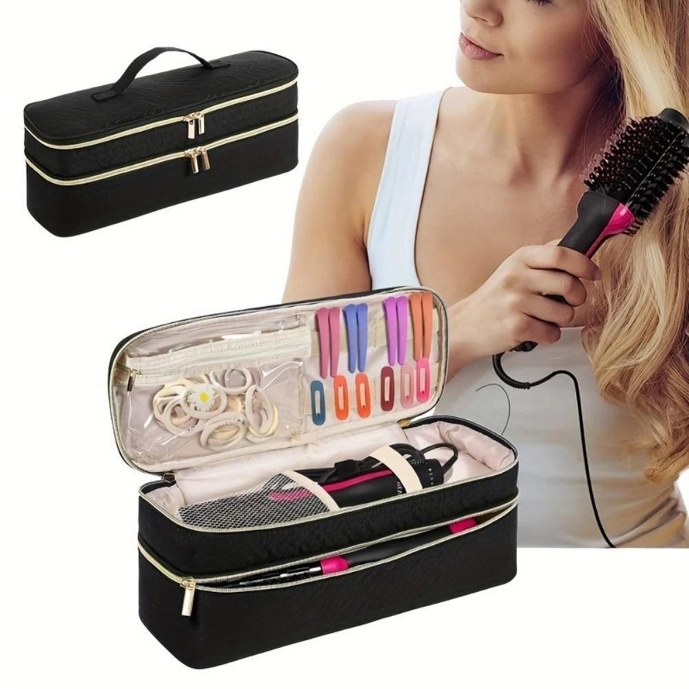 Double-Layer Hair Styling Tools Organizer Expandable Curling Iron Storage Bag  Home Storage