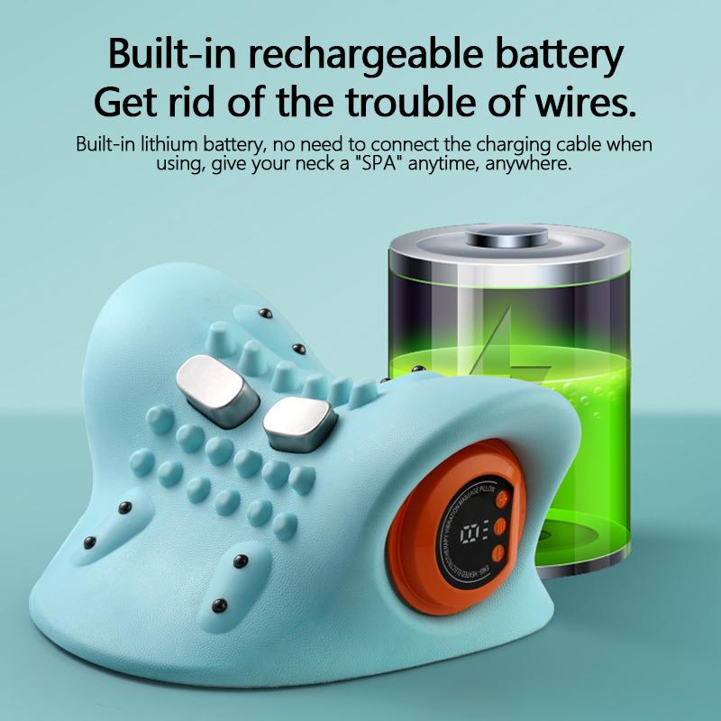 Electric Shiatsu Massage Pillow EMS Neck Massager with Heat Vibration for Pain Relief Deep Tissue