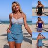 Women European Style Two Piece Tankini Swimsuit With Pockets