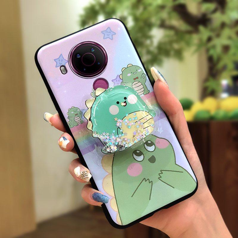 Quicksand Kickstand Phone Case For Nokia 5.4 Phone Lens Protection Cartoon Soft Case Dirt-resistant Durable Protective