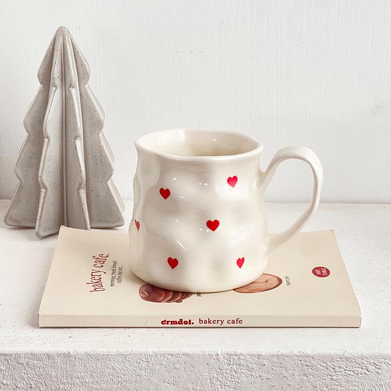 400ML European Ceramic Coffee Cup White Love Mug Home Bow Breakfast Milk Mug Afternoon Camellia Flower Tea Cup Birthday Gift New