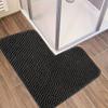 Non-slip L-shaped Chenille Bath Mat Absorbent Floor Mat Durable Carpet  Bathroom